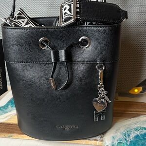 Karl Lagerfeld Black Bucket Shoulder Bag